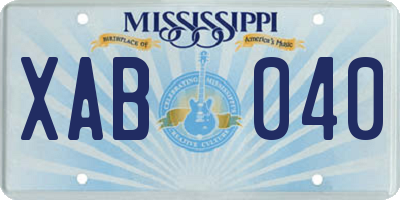 MS license plate XAB040