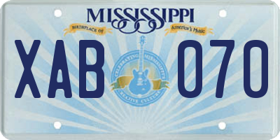 MS license plate XAB070