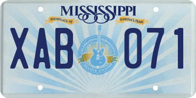 MS license plate XAB071