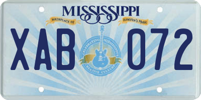 MS license plate XAB072