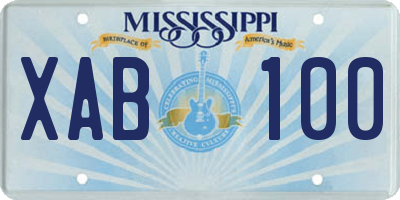 MS license plate XAB100
