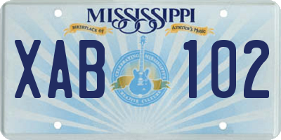 MS license plate XAB102