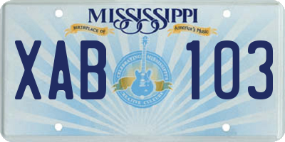 MS license plate XAB103