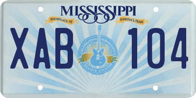 MS license plate XAB104