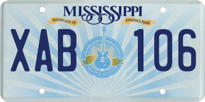 MS license plate XAB106