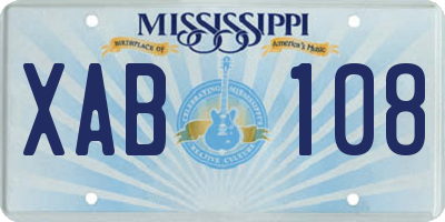 MS license plate XAB108
