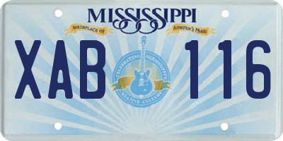 MS license plate XAB116