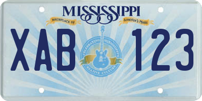 MS license plate XAB123