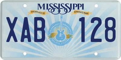 MS license plate XAB128