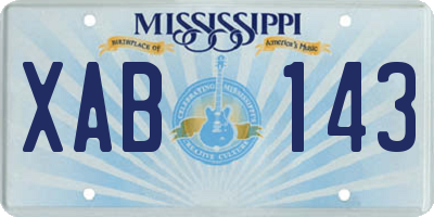MS license plate XAB143