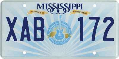 MS license plate XAB172
