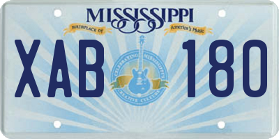 MS license plate XAB180