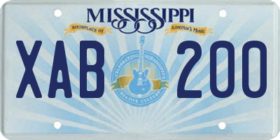 MS license plate XAB200