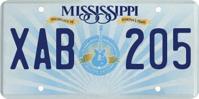 MS license plate XAB205