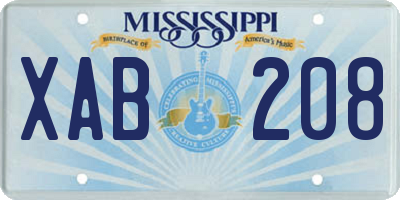 MS license plate XAB208