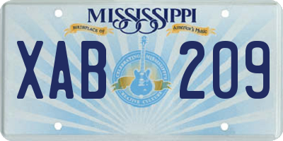 MS license plate XAB209