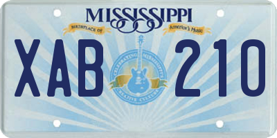 MS license plate XAB210