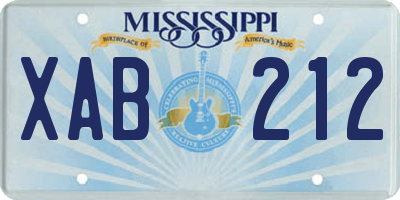 MS license plate XAB212