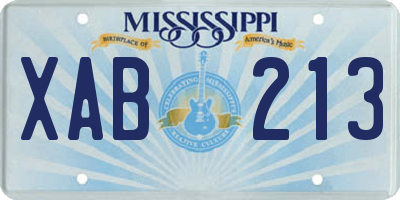 MS license plate XAB213