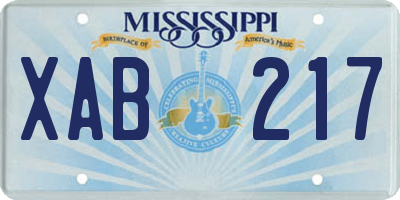 MS license plate XAB217