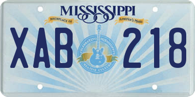 MS license plate XAB218