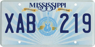 MS license plate XAB219