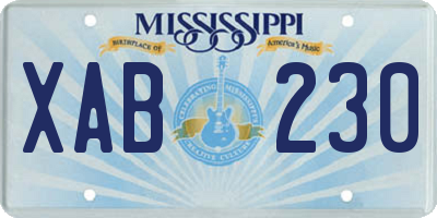 MS license plate XAB230