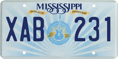 MS license plate XAB231
