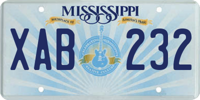 MS license plate XAB232