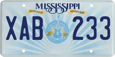 MS license plate XAB233