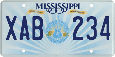 MS license plate XAB234