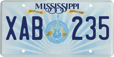 MS license plate XAB235