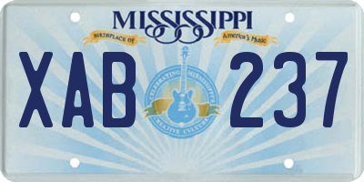 MS license plate XAB237