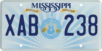 MS license plate XAB238