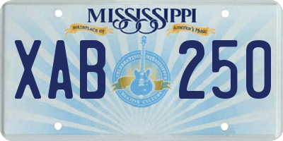 MS license plate XAB250
