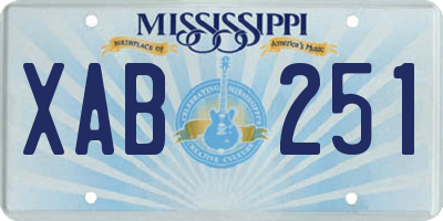 MS license plate XAB251