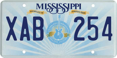 MS license plate XAB254