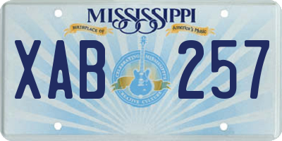 MS license plate XAB257