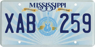 MS license plate XAB259