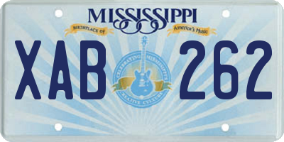 MS license plate XAB262