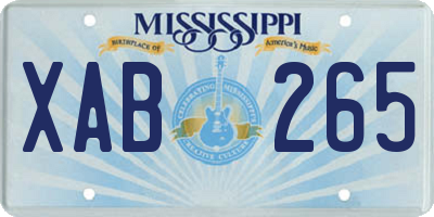 MS license plate XAB265