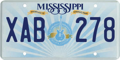 MS license plate XAB278