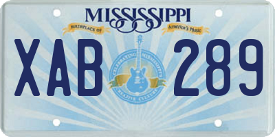 MS license plate XAB289
