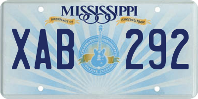 MS license plate XAB292