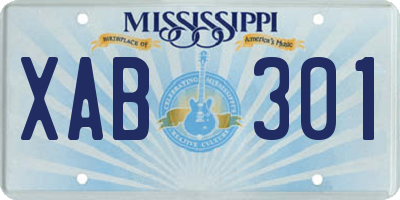MS license plate XAB301