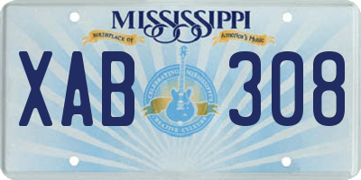 MS license plate XAB308