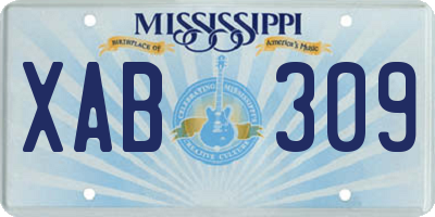 MS license plate XAB309