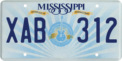 MS license plate XAB312