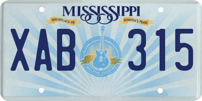 MS license plate XAB315