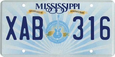 MS license plate XAB316